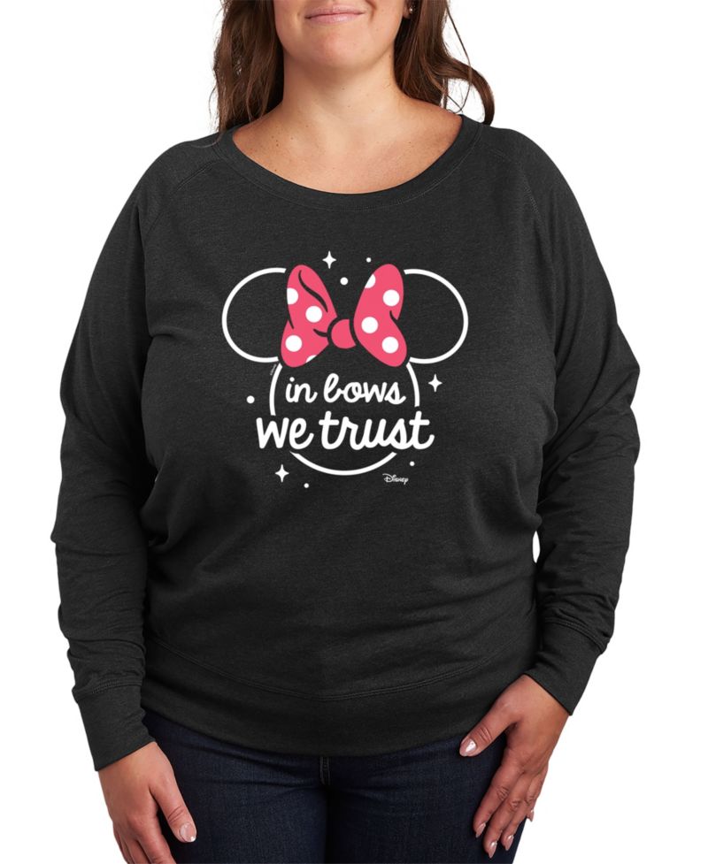 Plus Size Disney Minnie Mouse in Bows We Trust Graphic Pullover T-shirt