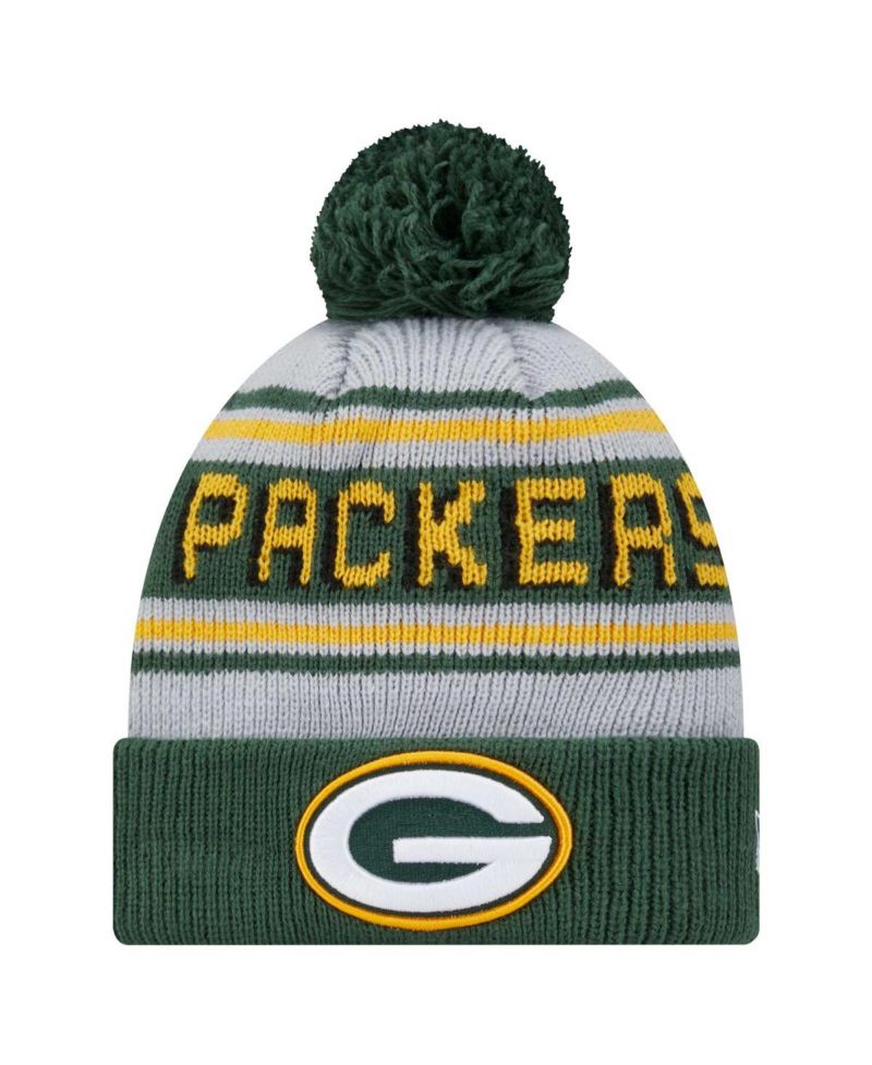 Big Boys and Girls Green Bay Packers Main Cuffed Knit with Pom Hat