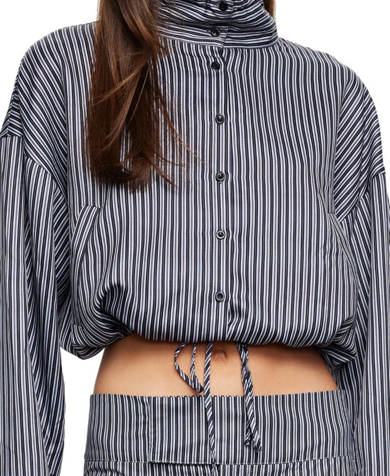 Women's Totti Cropped Turtleneck Stripe Windbreaker