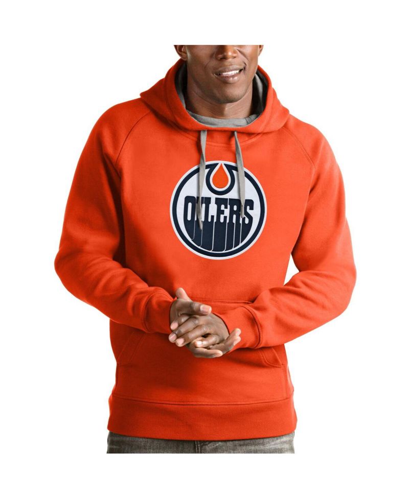 Men's Orange Edmonton Oilers Logo Victory Pullover Hoodie