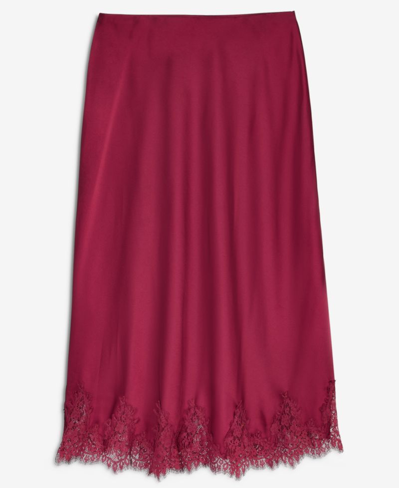 Women's High-Waisted Midi Lace-Trim Skirt