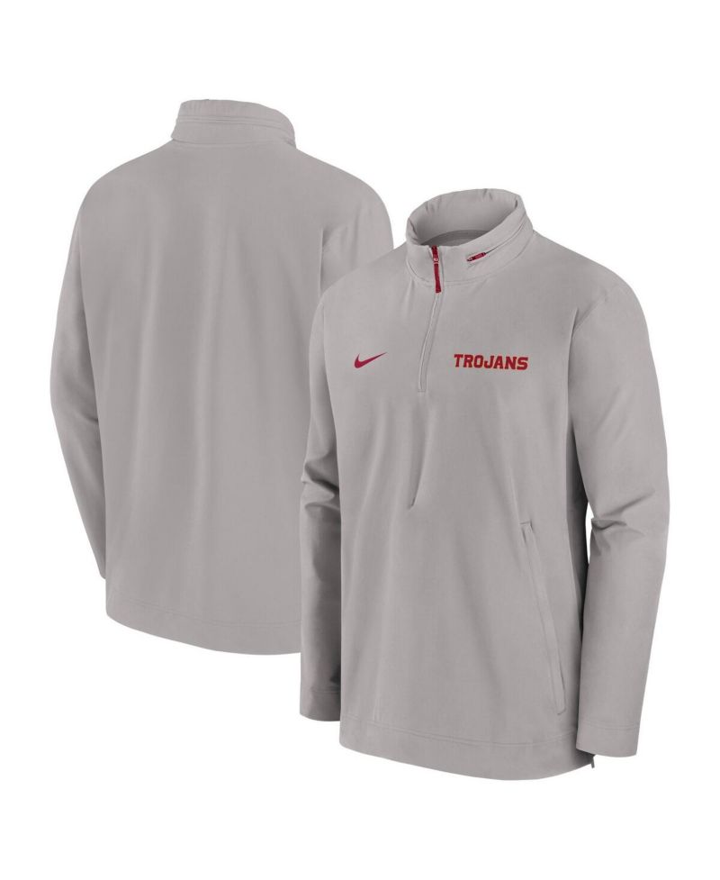 Men's Pewter USC Trojans Sideline Coaches Quarter-Zip Jacket