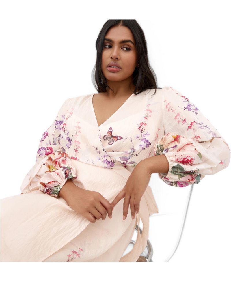 Women's Plus Size Anastasia Garden Print Wrap Maxi Dress