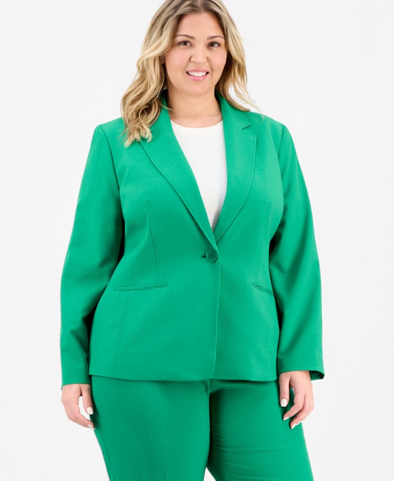 Plus Size Notch-Lapel Mid-Rise 2 Piece Pantsuit