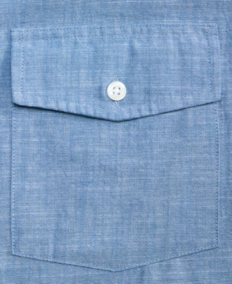 Men's Cotton Chambray Flap-Pocket Shirt