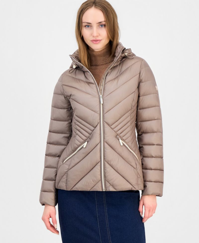 Michael Kors Petite Hooded Packable Puffer Coat