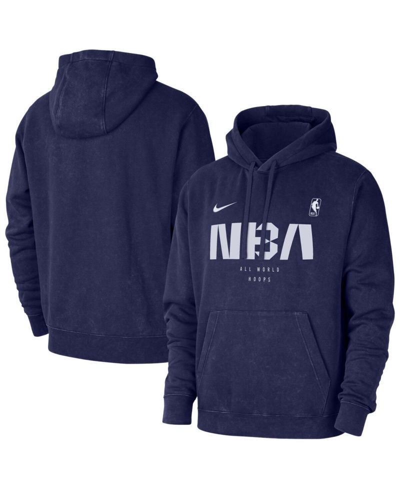 Men's Blue NBA All World Hoops Club Washed Pullover Hoodie