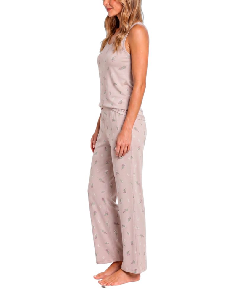 Women's Sleeveless Scoop-Neck Pointelle Tank and Pants, 2-Piece Set
