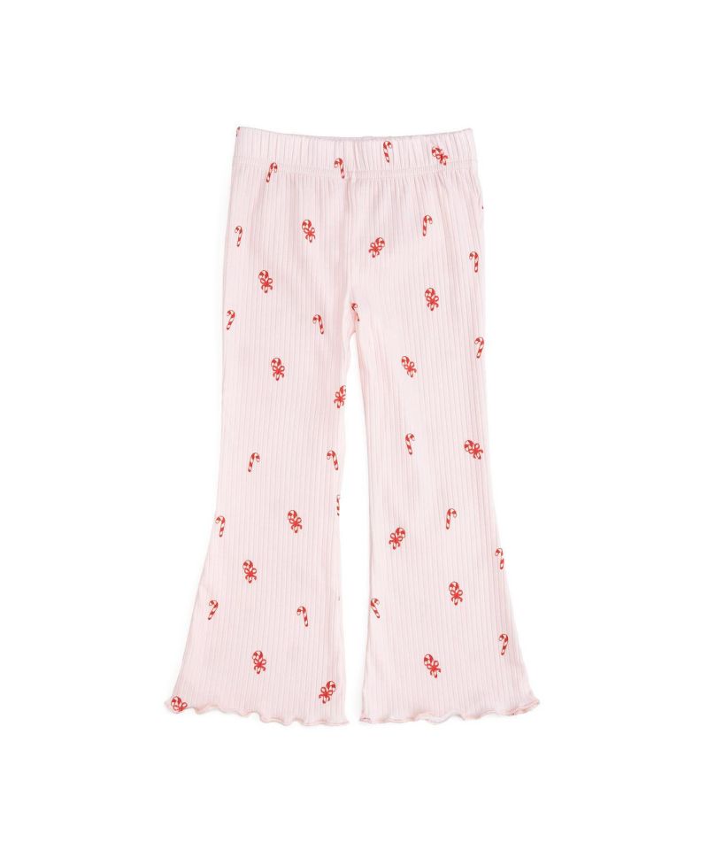 Girls' 4-16 Candy Cane Lane Flare Lettuce-Edge Leggings