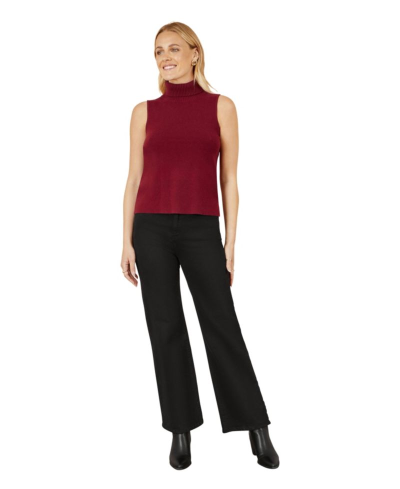 Women's High Neck Knitted Sleeveless Sweater