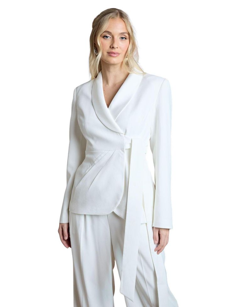 Women's Bridal Satin Wrap-Front Blazer