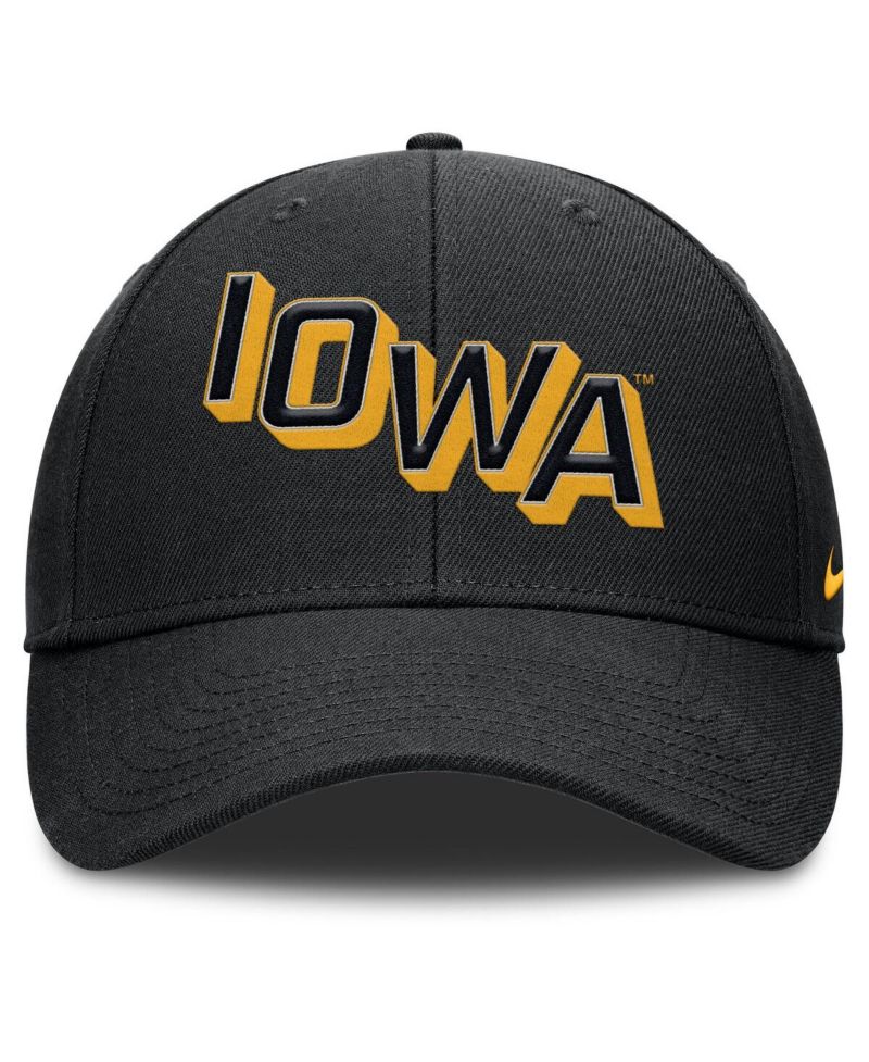 Men's Black Iowa Hawkeyes Slanted Primetime Rise Performance Adjustable Hat