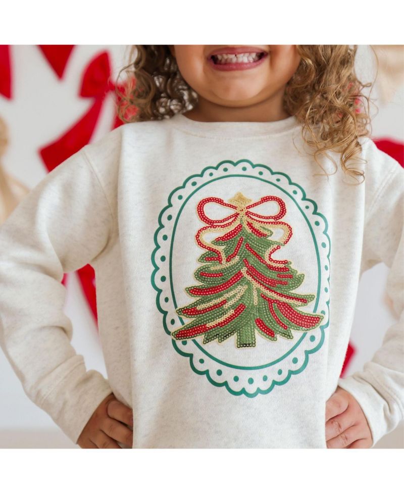 Girls' 4-16 Sequin Christmas Tree Sweatshirt
