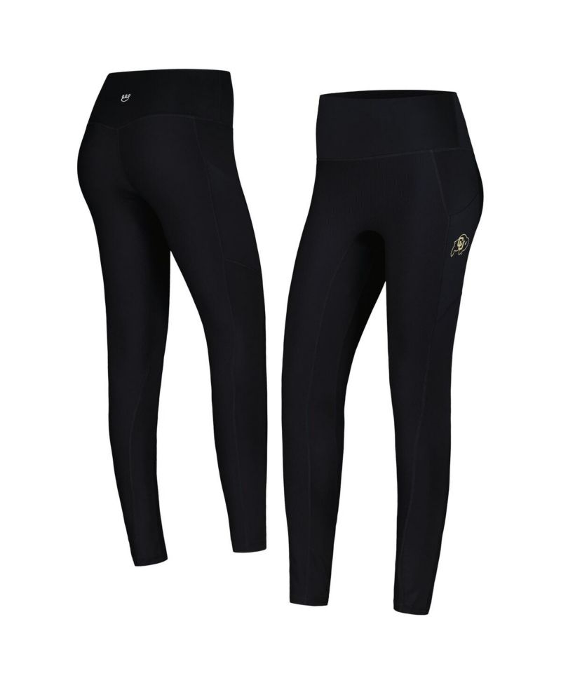 Women's Black Colorado Buffaloes 7/8 Mixed Media Pocket Leggings