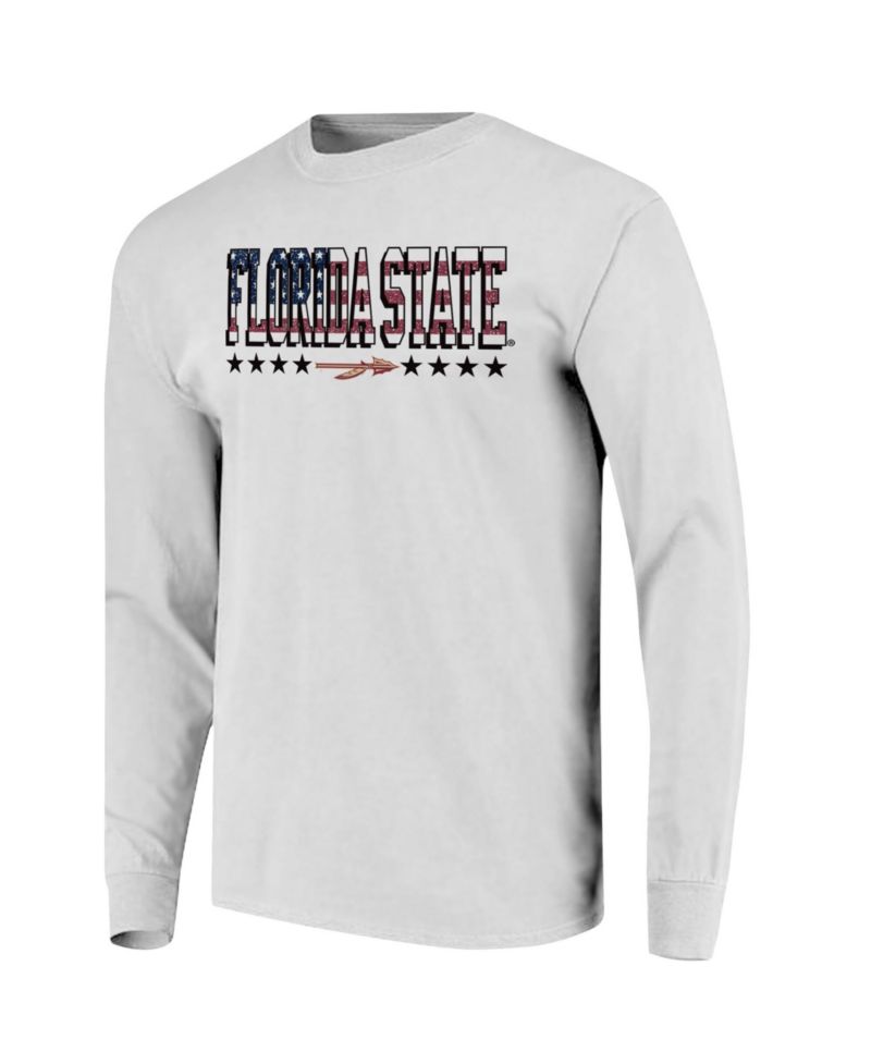 Men's White Florida State Seminoles Tall Type Flag Long Sleeve T-Shirt
