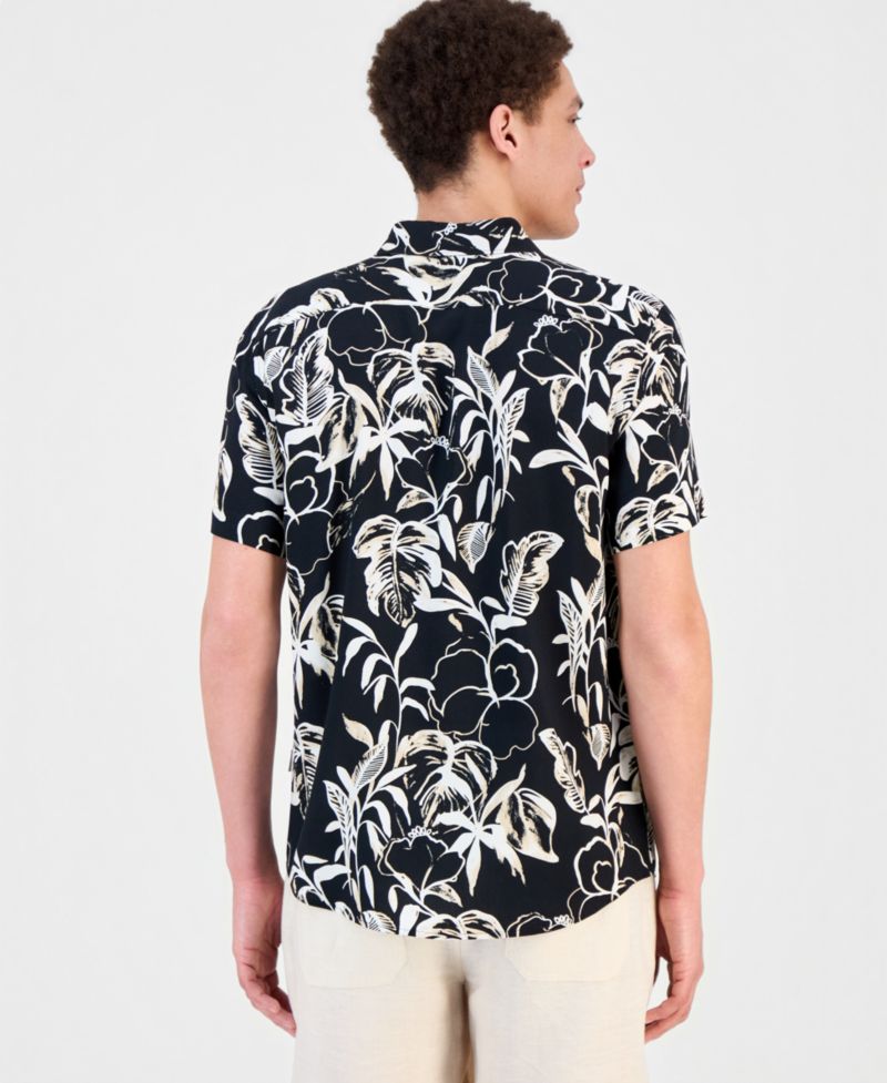 Men's Abstract Watercolor Print Short-Sleeve Shirt