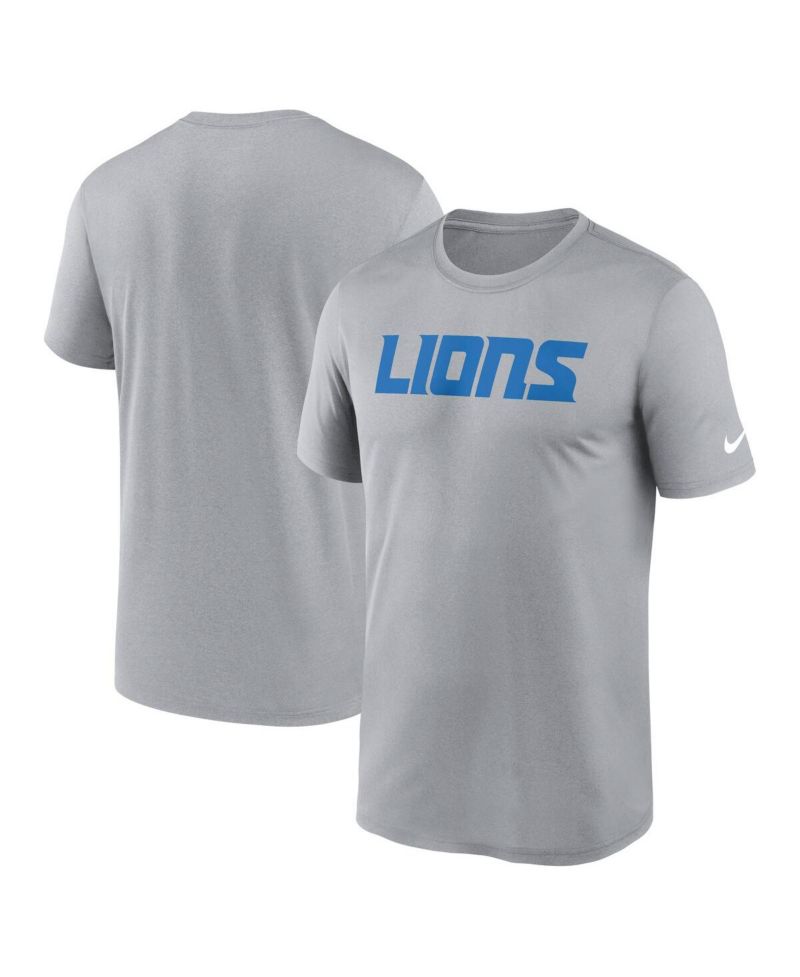 Men's Heather Gray Detroit Lions Primetime Legend Wordmark Performance T-Shirt
