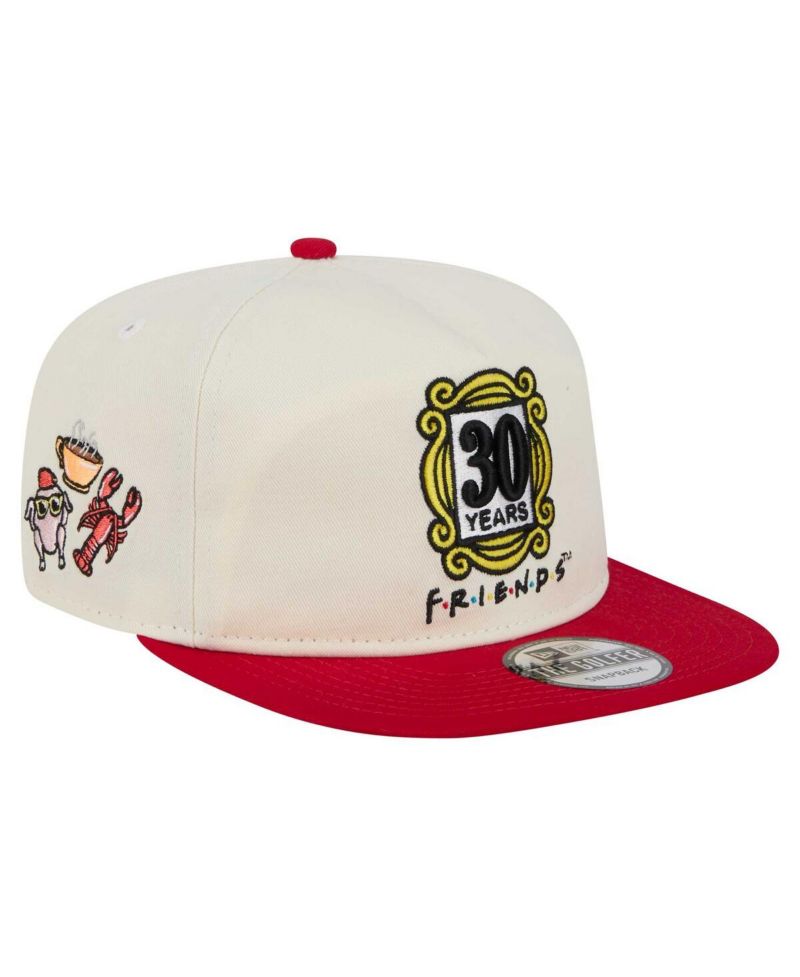 Men's White/Red Friends 30th Anniversary Golfer Snapback Hat