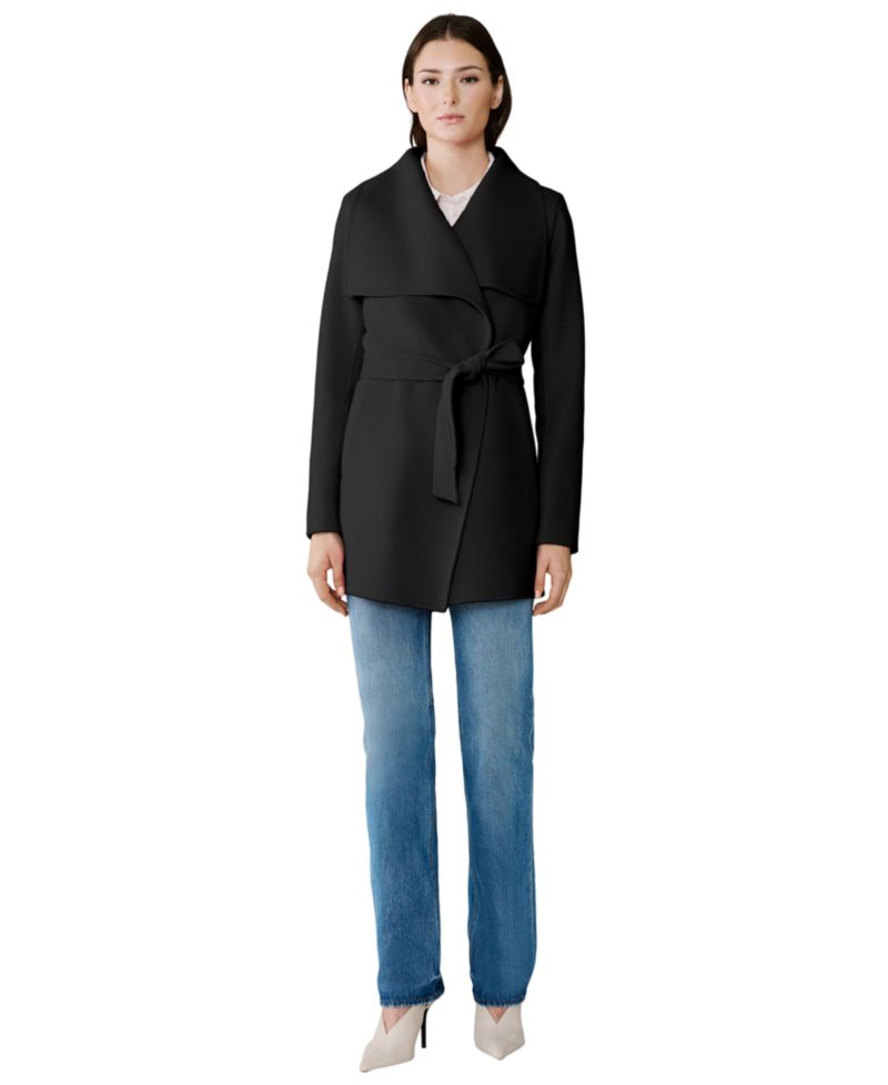 Women's Bridgette-Z Wool-Blend Cascade Collar Tie-Belt Coat