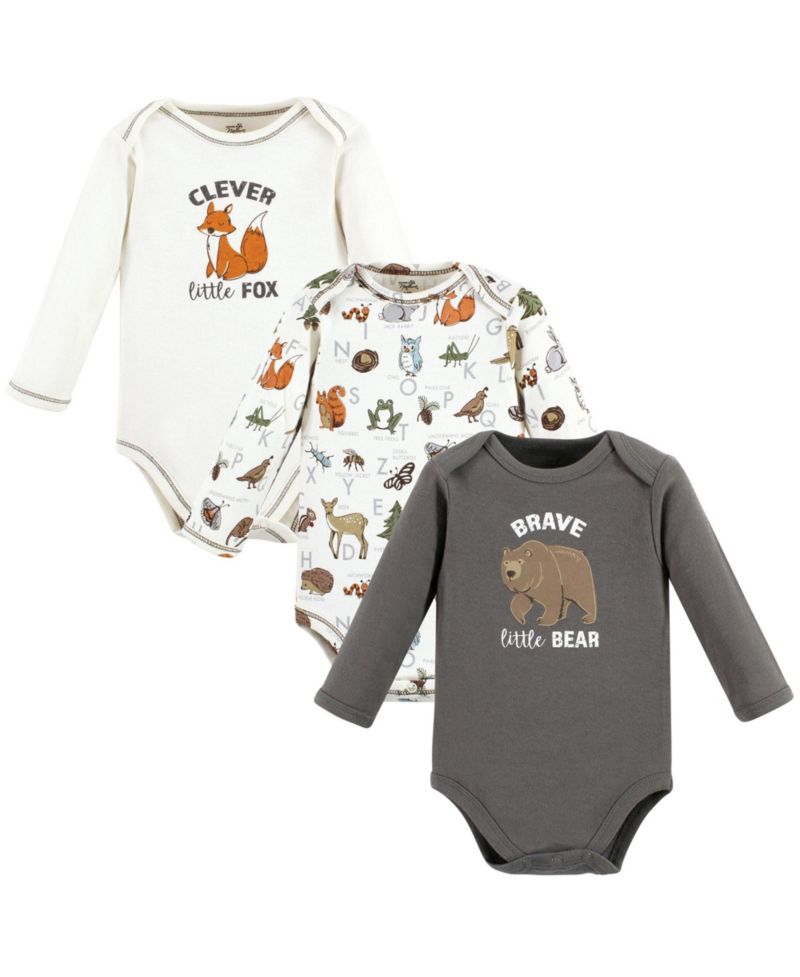 Baby Boys Natural Cotton Long-Sleeve Bodysuits