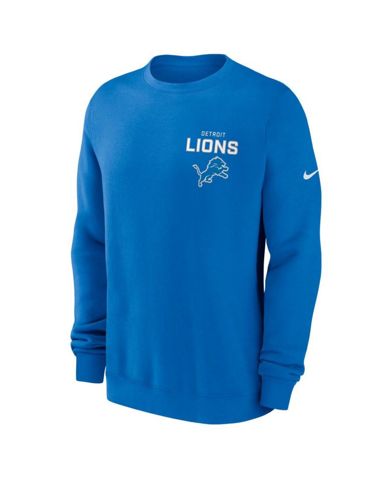 Men's Blue Detroit Lions Primetime Club Fleece Pullover Sweatshirt