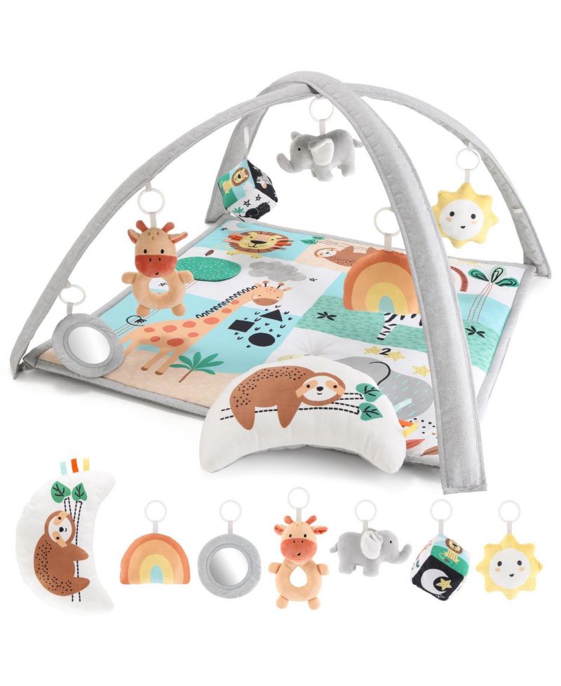 7 in 1 Baby Play Gym and Tummy Time Mat, Safari 123