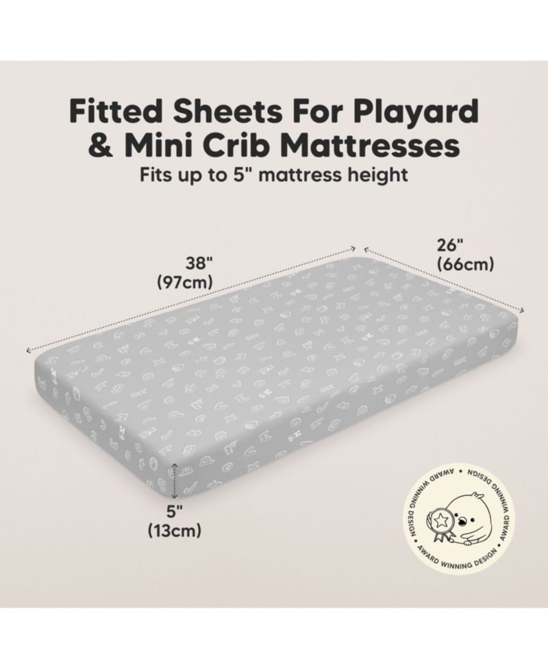 Mini Crib Sheets for Baby Girls, Boys, 2-Pack Soothe Pack and Play Sheets Fitted, Pack N Play Mattress Sheet