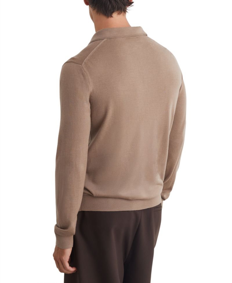 Men's Trafford Slim-Fit Long-Sleeve Merino Wool Polo Shirt