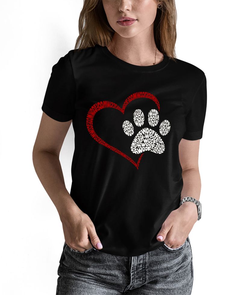 Women's Word Art Paw Heart T-Shirt