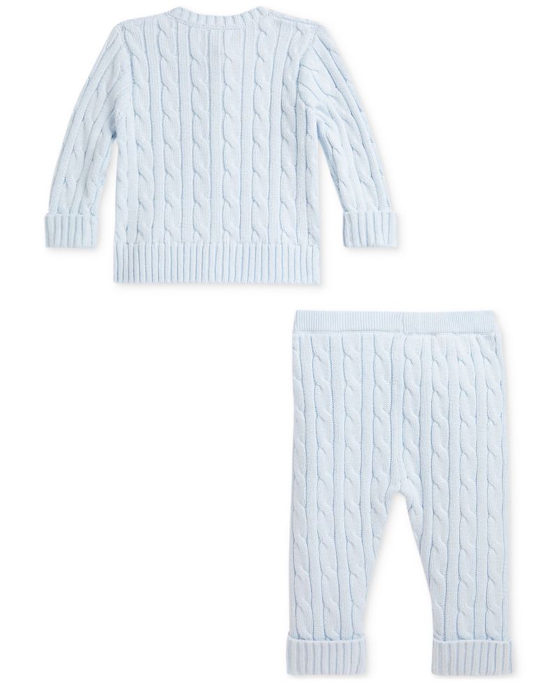Baby Boys' and Baby Girls' Cable-Knit Cardigan and Pants, 2-Piece Set