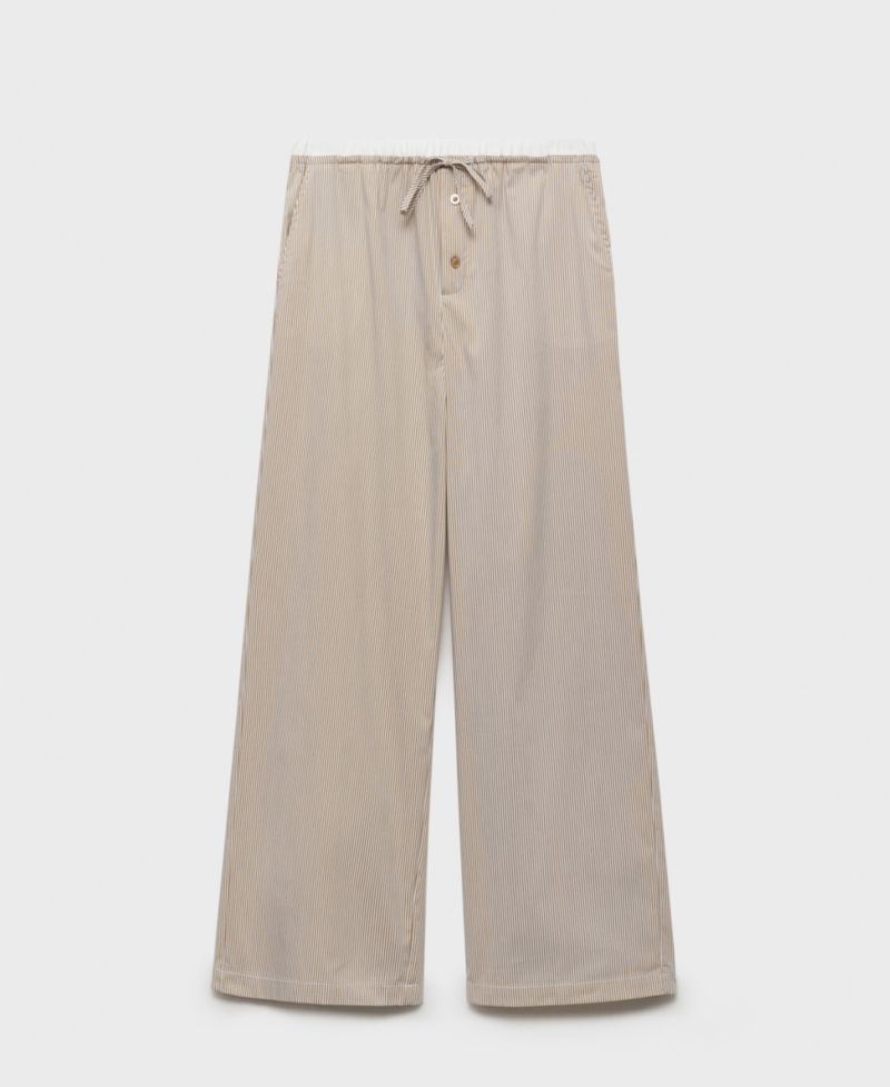 Women's Elastic Detail Striped Pajama Pants