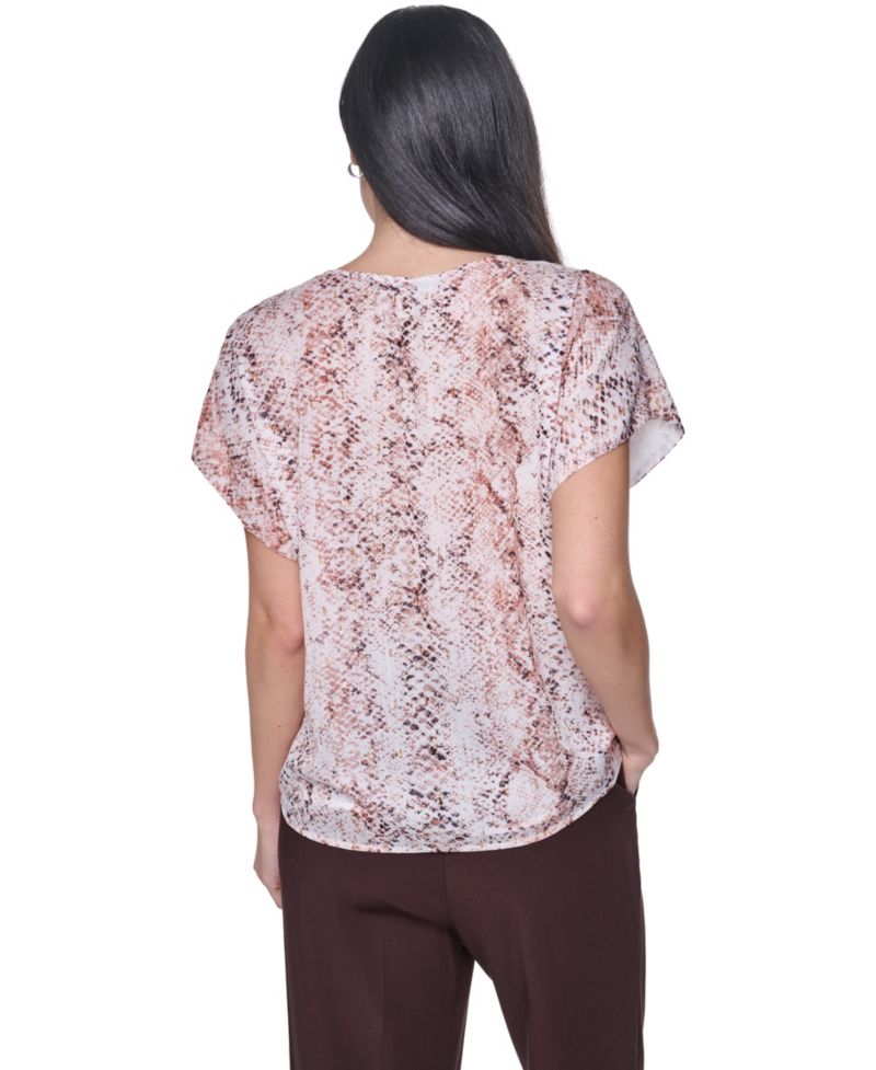 Petite Short-Sleeve V-Neck Blouse