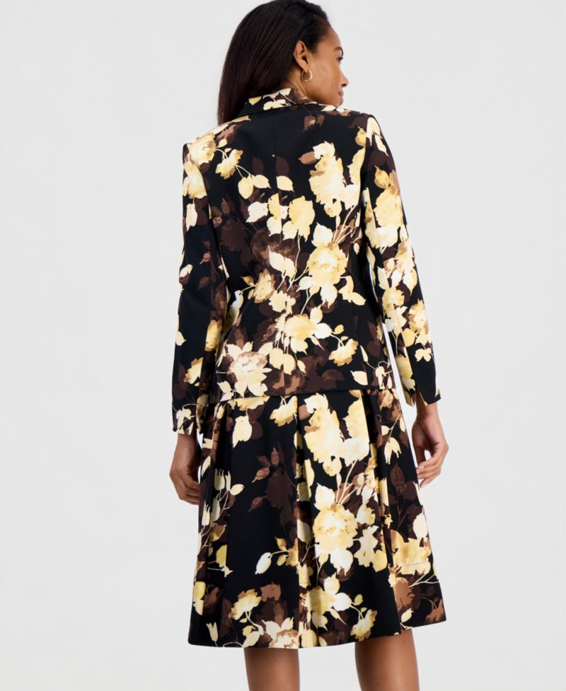 Women's Long Sleeve Printed Scuba Blazer