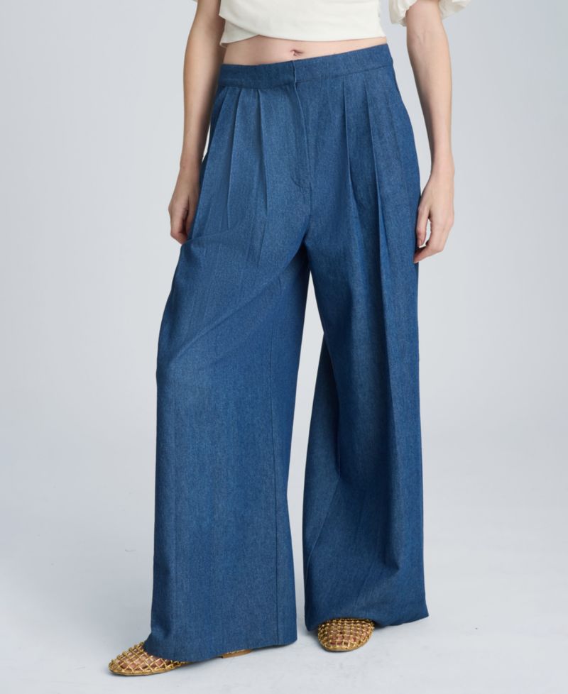Women's High-Rise Triple Pleated Wide-Leg Pants