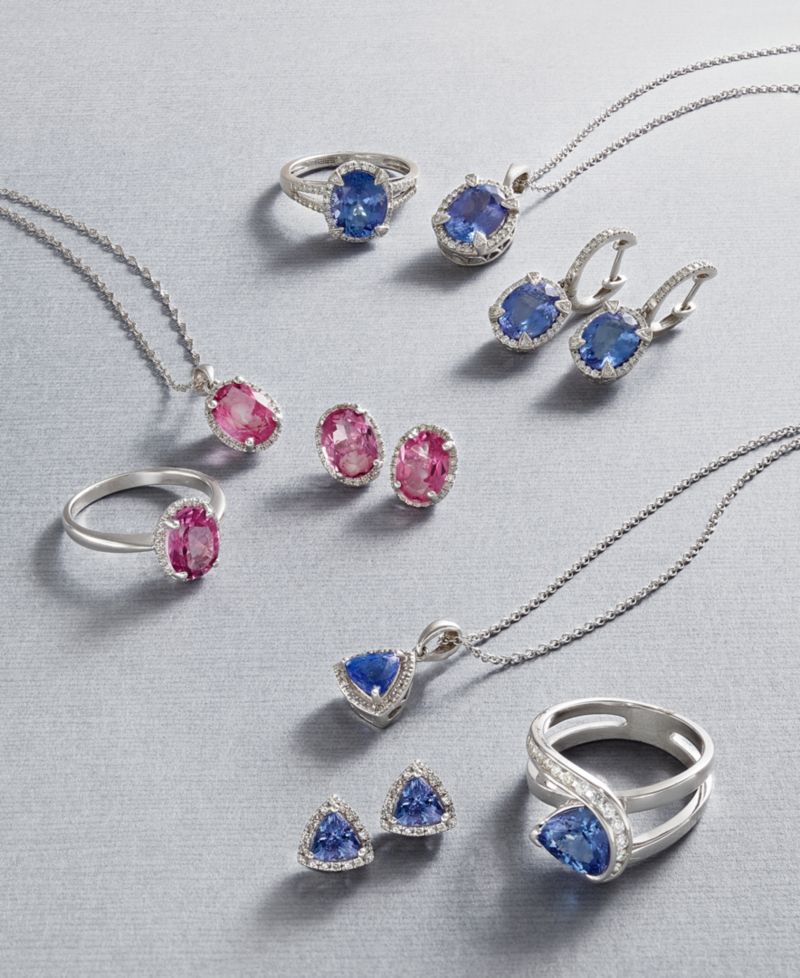 EFFY® Tanzanite (3/4 ct. t.w.) and Diamond (1/8 ct. t.w.) Stud Earrings in 14k White Gold