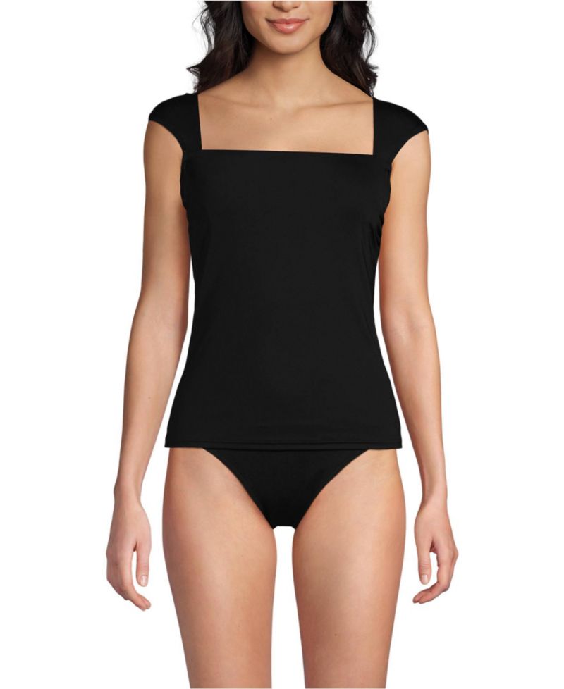Women's Long Torso Square Neck Underwire Tankini Top