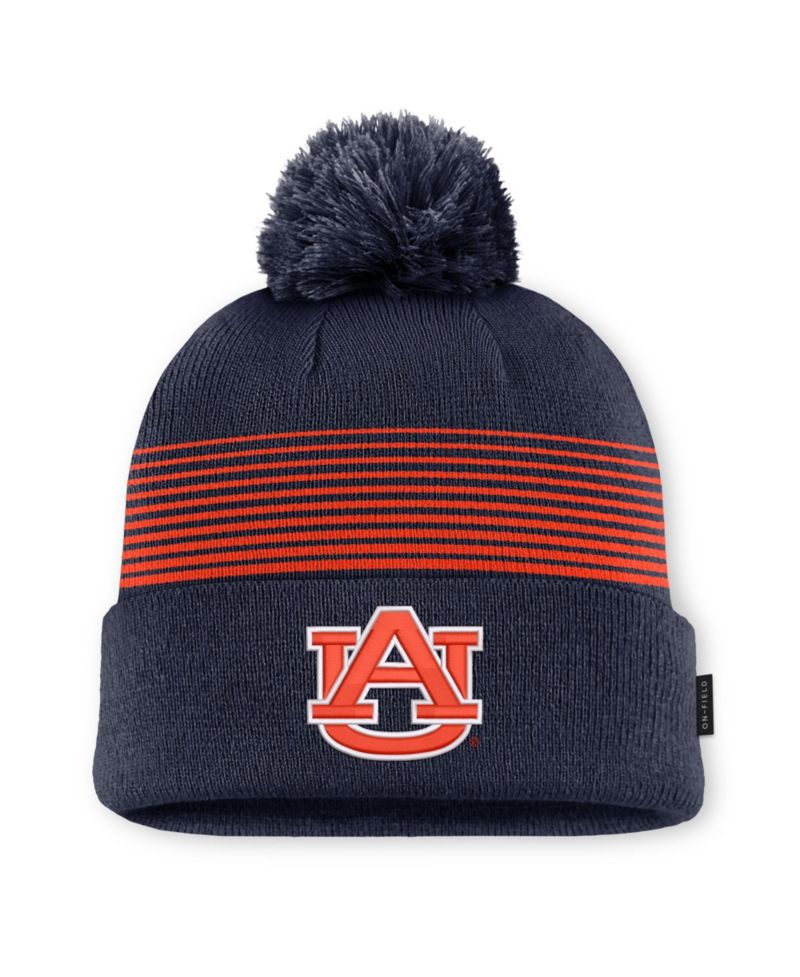 Men's and Women's Navy Auburn Tigers 2026 On-Field Cuffed Knit Hat with Pom