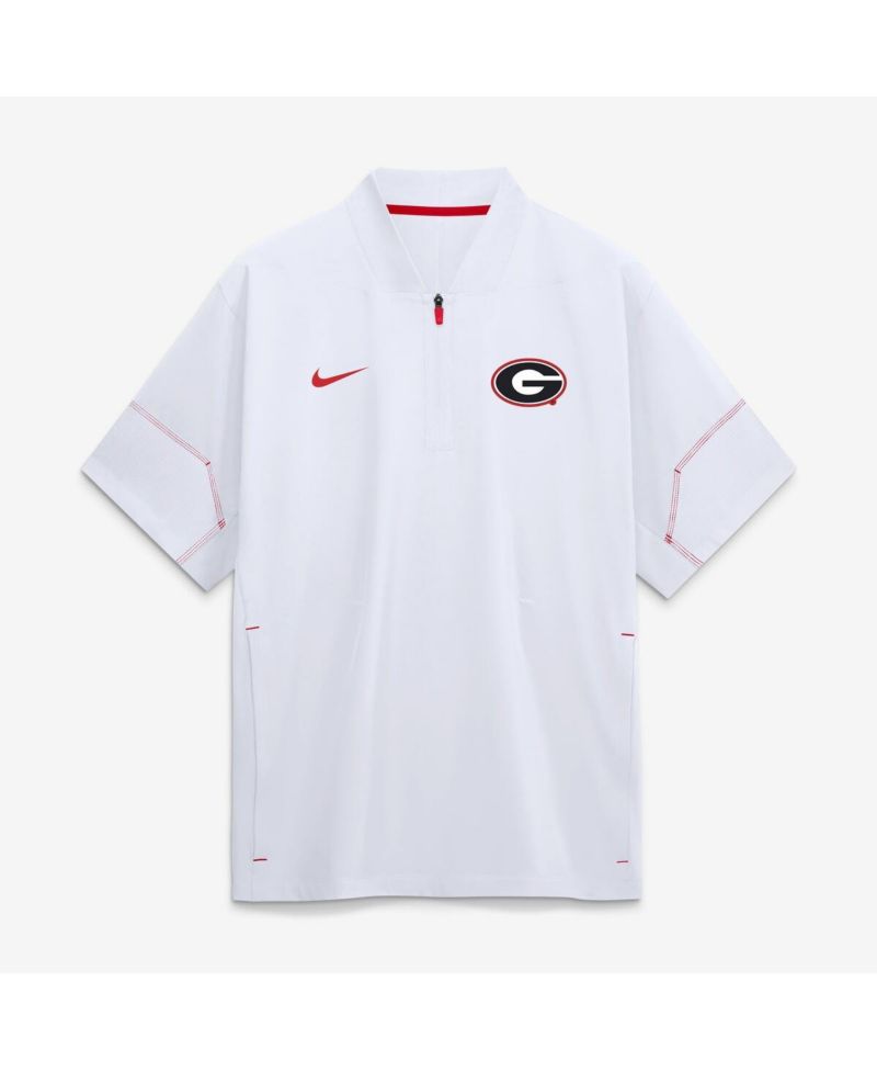 Men's White Georgia Bulldogs 2026 Sideline Short Sleeve Quarter-Zip Coach Jacket