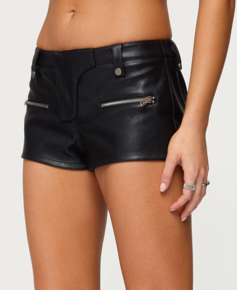 Women's Labella Faux Leather Micro Shorts