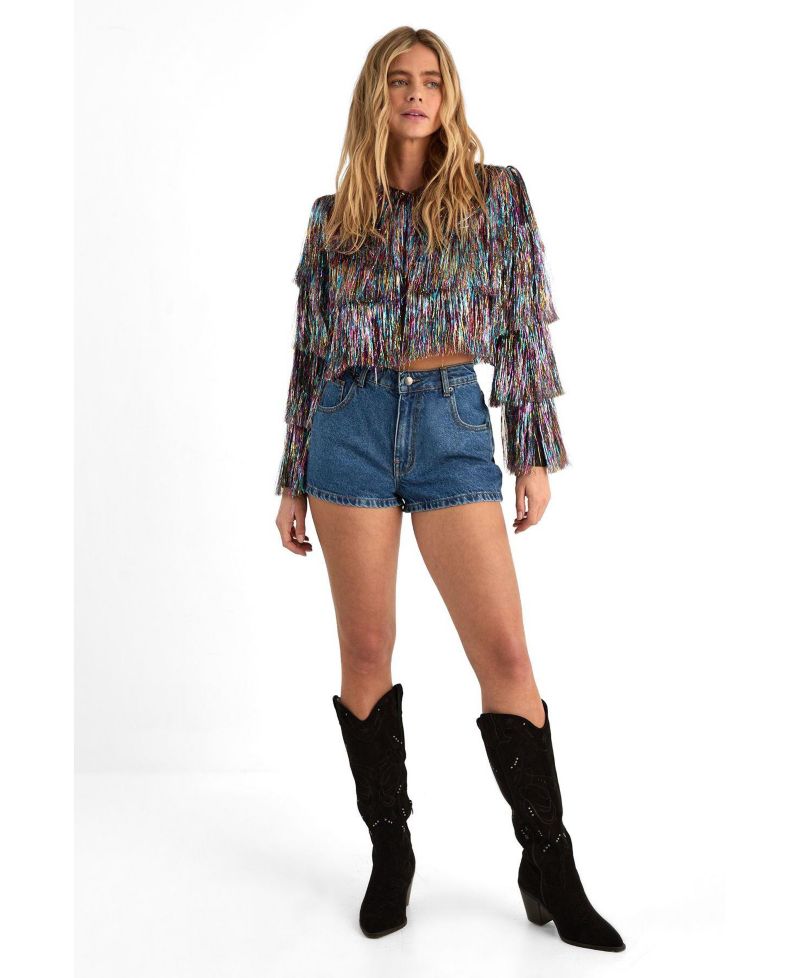 Women's Tinsel Tiered Cropped Jacket