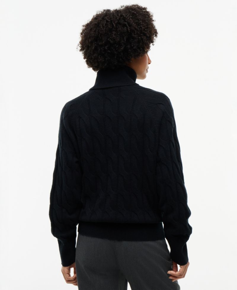 Women's Cable-Knit Turtleneck Wool Sweater