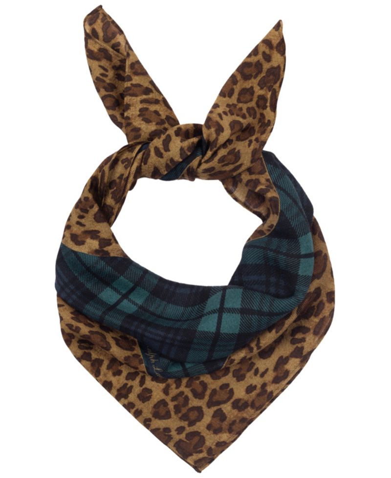 Plaid Animal Small Square Scarf