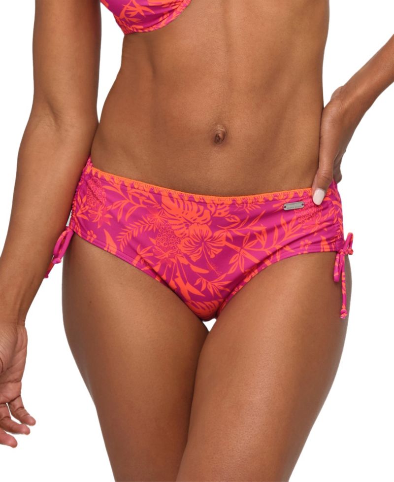 Women's Floral Print Tropical Mid Rise Bikini Mid-Rise Swim Bottom