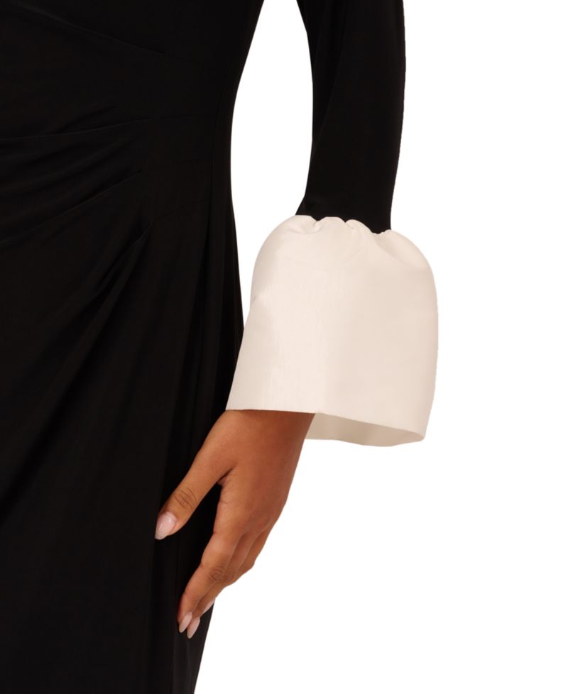 Women's Long-Sleeve Colorblock Boat-Neck Dress