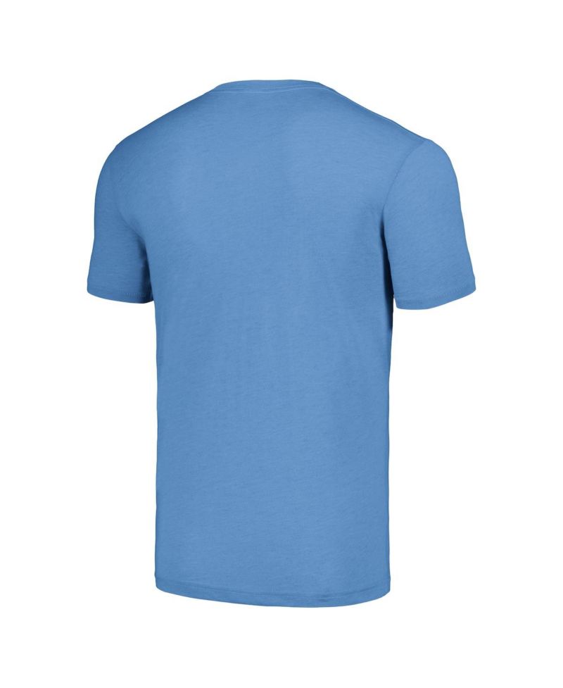 Men's Earl Campbell Heathered Light Blue Houston Oilers Caricature Retired Player Tri-Blend T-Shirt