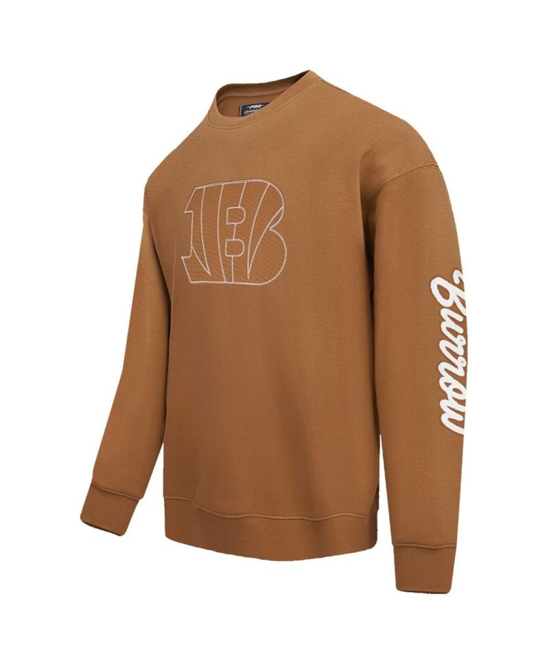 Men's Joe Burrow Brown Cincinnati Bengals Pullover Crewneck Sweatshirt