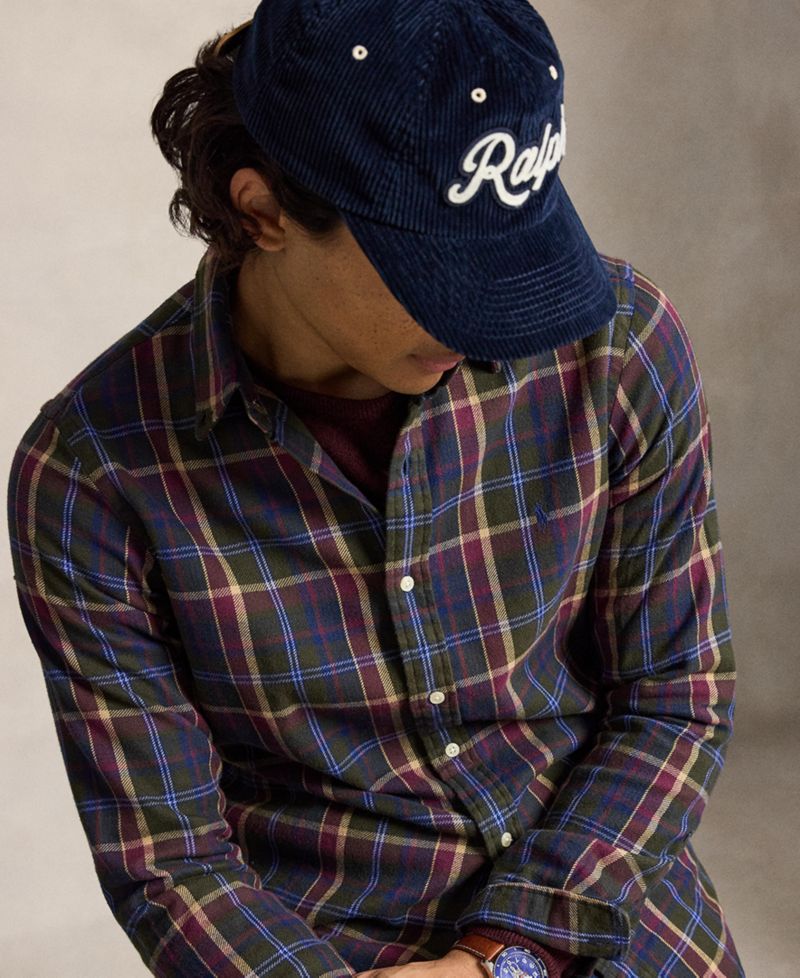 Men's Long-Sleeve Plaid Brushed Flannel Shirt