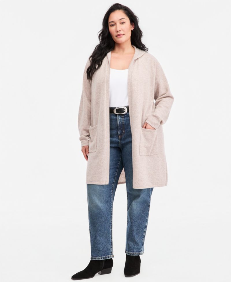 Petite's 100% Cashmere Open-Front Hoodie