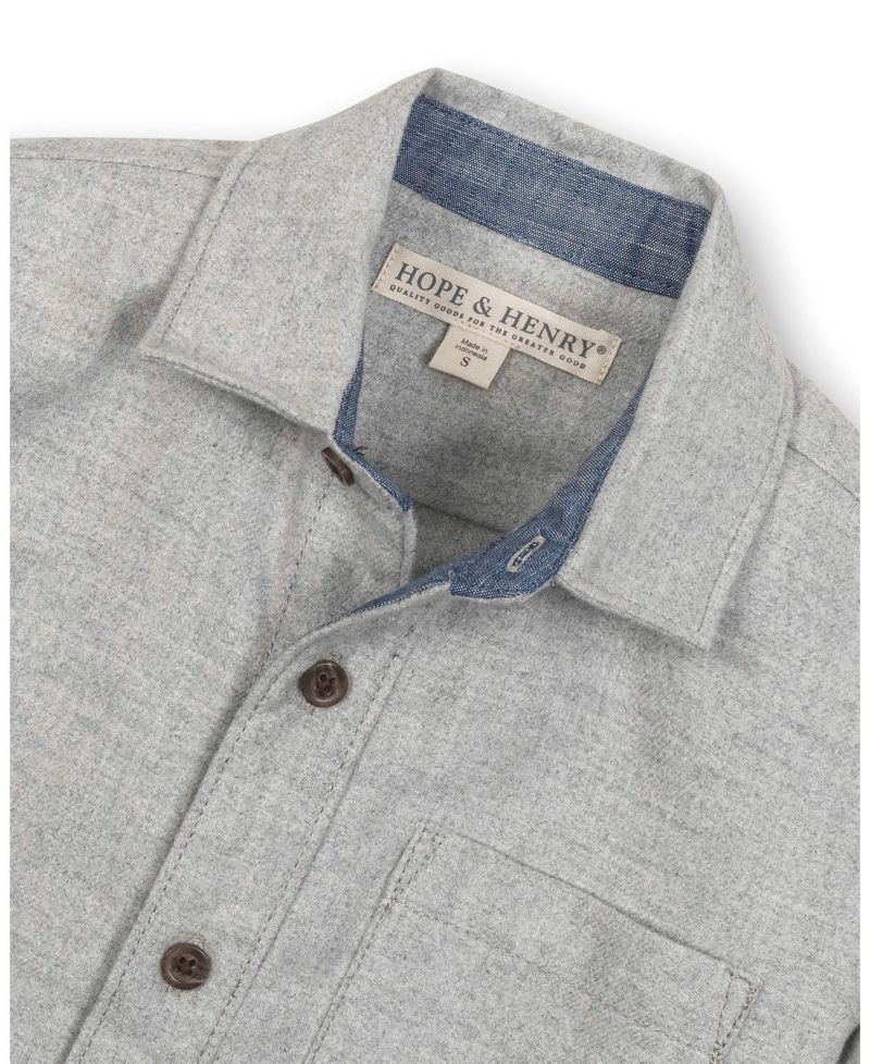 Boys Hope and Henry Organic Long Sleeve Flannel Button Down Shirt with Elbow Patches