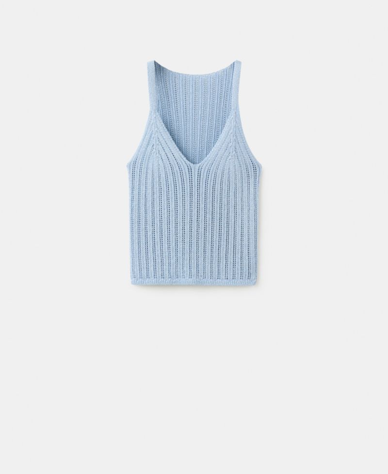Women's Metallic Openwork Knit Top